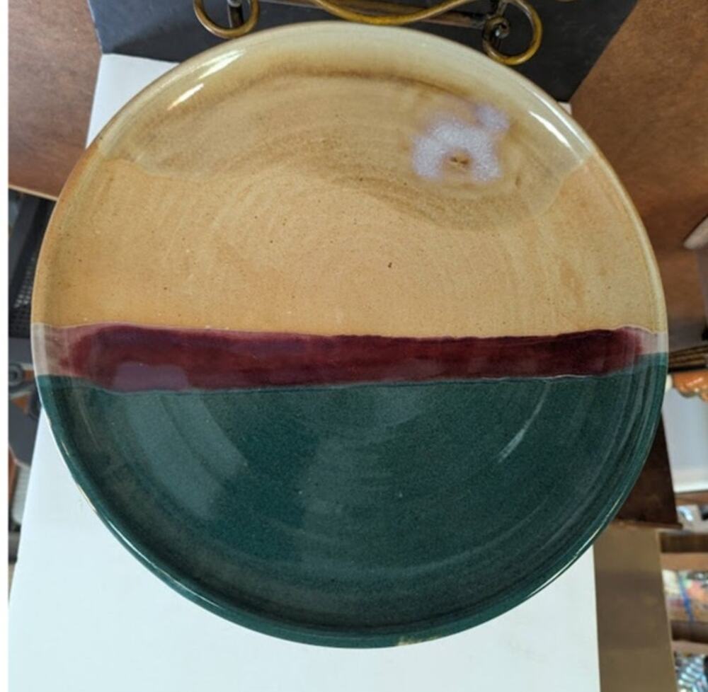 Rare 16" Signed Walt Glass McQueeny Texas Sunset Pottery Large serving Tray 1990